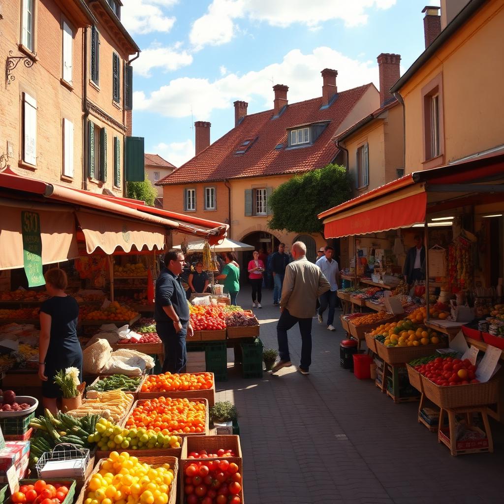 Marché de village dans le Sud-Ouest